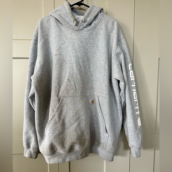 Carhartt Men’s Midweight Hooded Logo Sleeve Sweatshirt - Picture 1 of 6